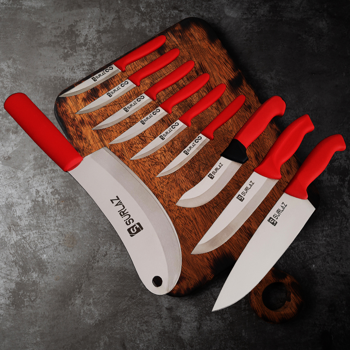 Sürlaz Çeyizlik Bıçak Seti 10 Parça Red Serisi Mutfak Bıçak Seti