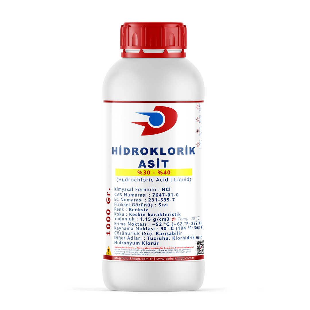 Hidroklorik Asit - 1 Kg (%30-40 HCL,Taş Asidi,Tuzruhu)