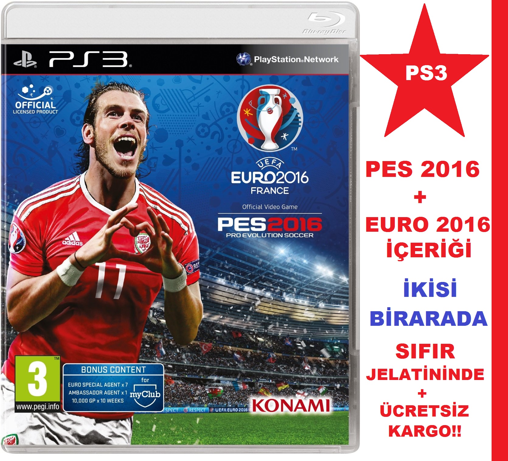 PES 2016 PS3 VE EURO 2016 PS3 TÜRKÇE İKİSİ BİR ARADA