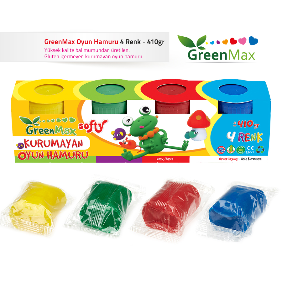 GreenMax Kurumayan Oyun Hamuru 4 Renk - 410gr