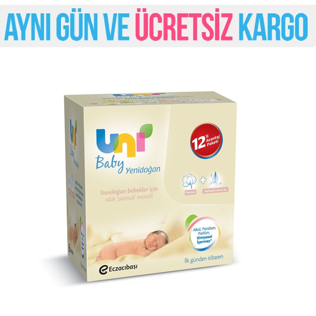 Uni Baby Yenidoğan 12 li Islak Mendil - Son Kullanma Tarihi 12/20