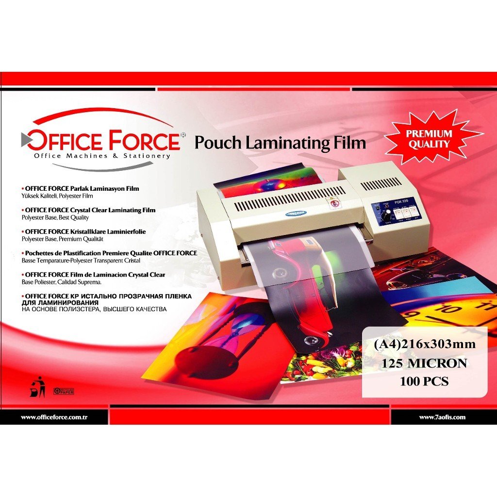 Office Force 125 Mic. A4 216 X 303 Parlak Laminasyon Filmi 100’Lü