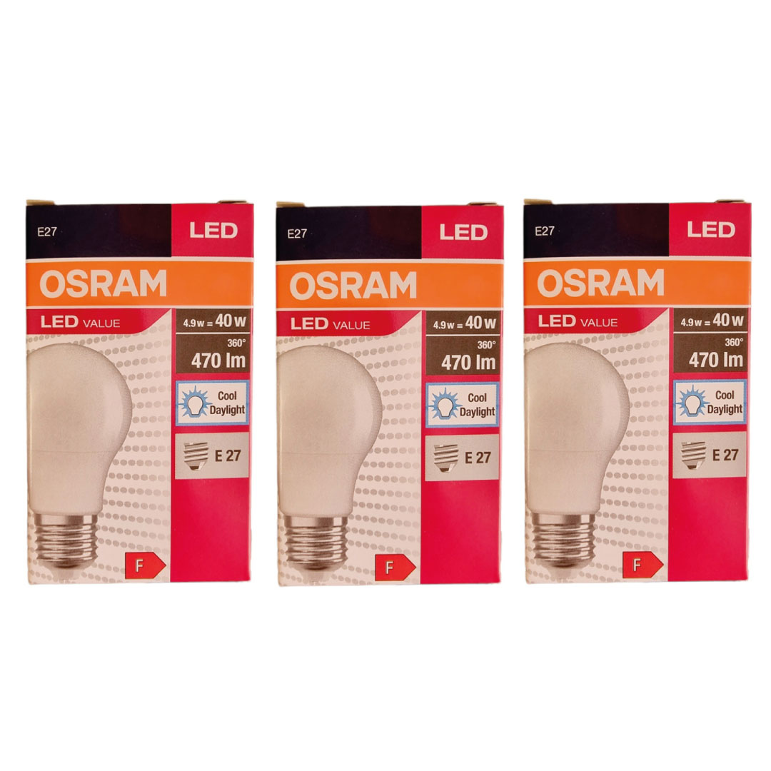 Osram Led Value 4,9W 6500K Beyaz Işık 470lm E27 3 lü Paket