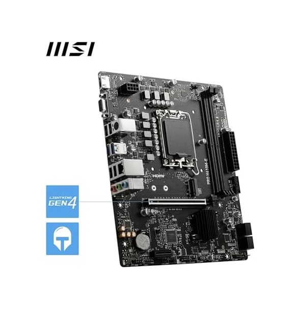 Msı Mb Pro H610m-e Soket 1700 Ddr5 5600mhz Oc Hdmı Vga M.2 Usb3.2 1x 1g Lan Matx