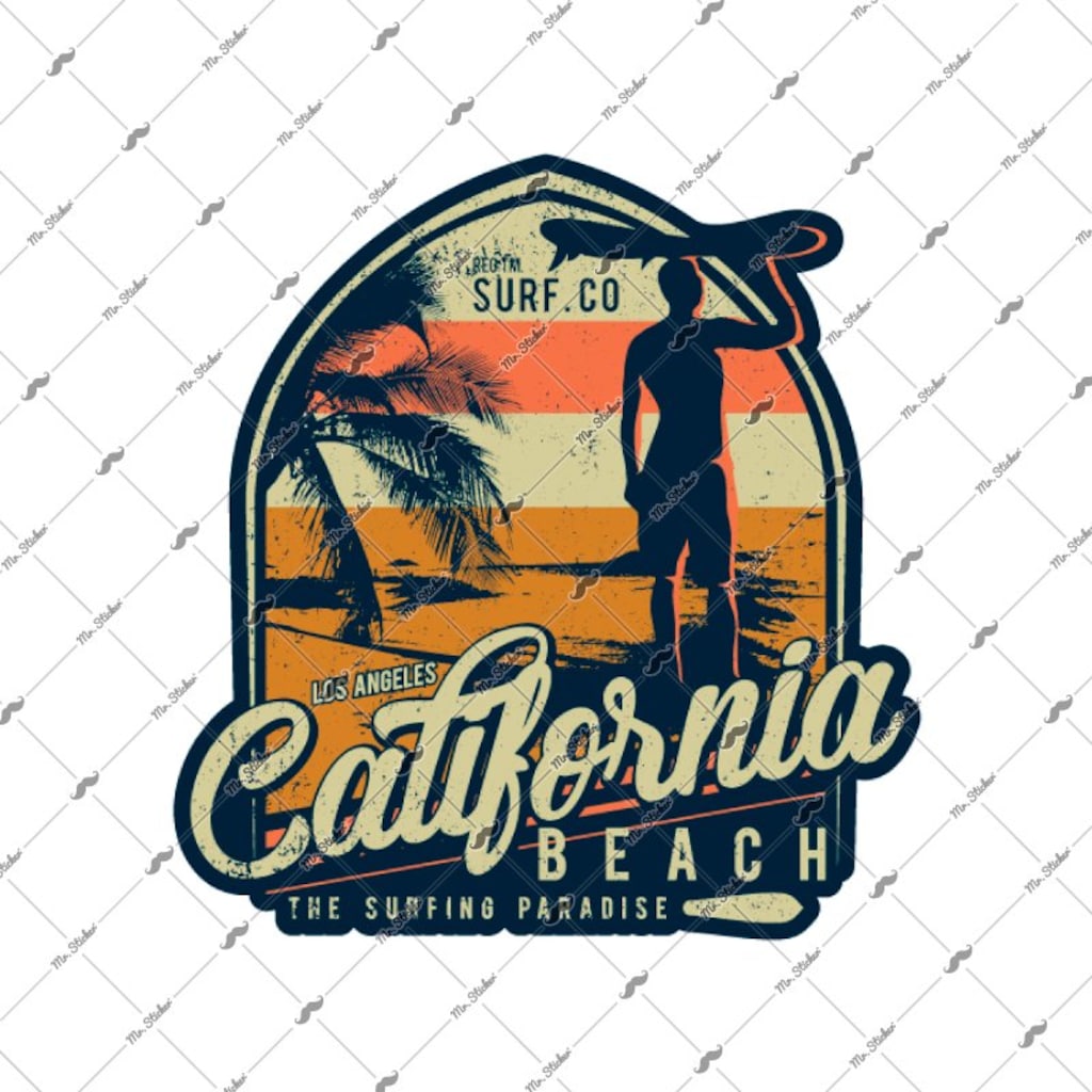 Msl115 California Beach Surf Sticker