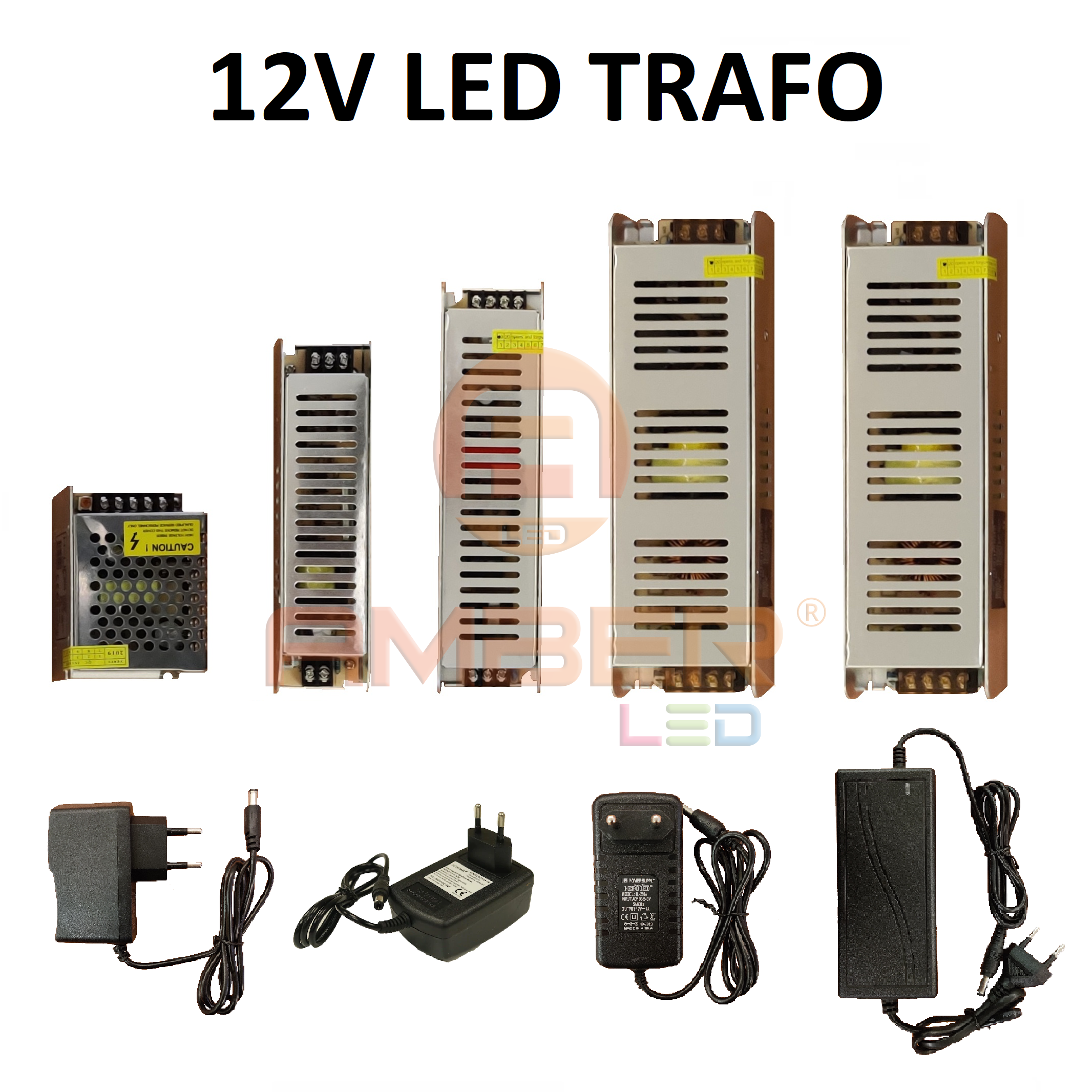 12V Şerit Led Trafo Adaptör 1-2-3-4-5-10-12.5-16.5-20-30 Amper