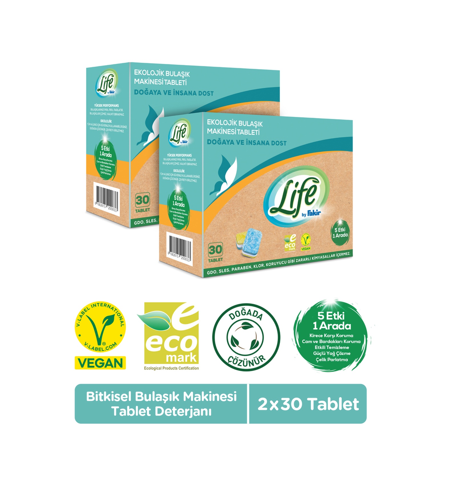 Life By Fakir Ekolojik Vegan Bulaşık Makinesi Deterjanı 2 x 30 Tablet