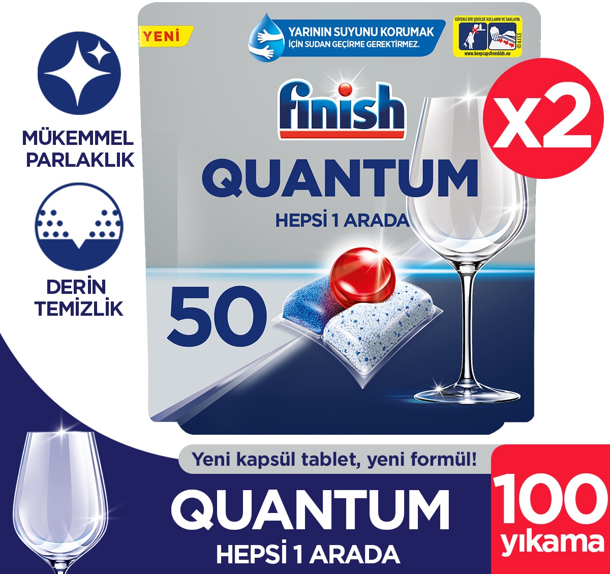 Finish Quantum Bulaşık Makinesi Deterjanı 2 x 50 Tablet