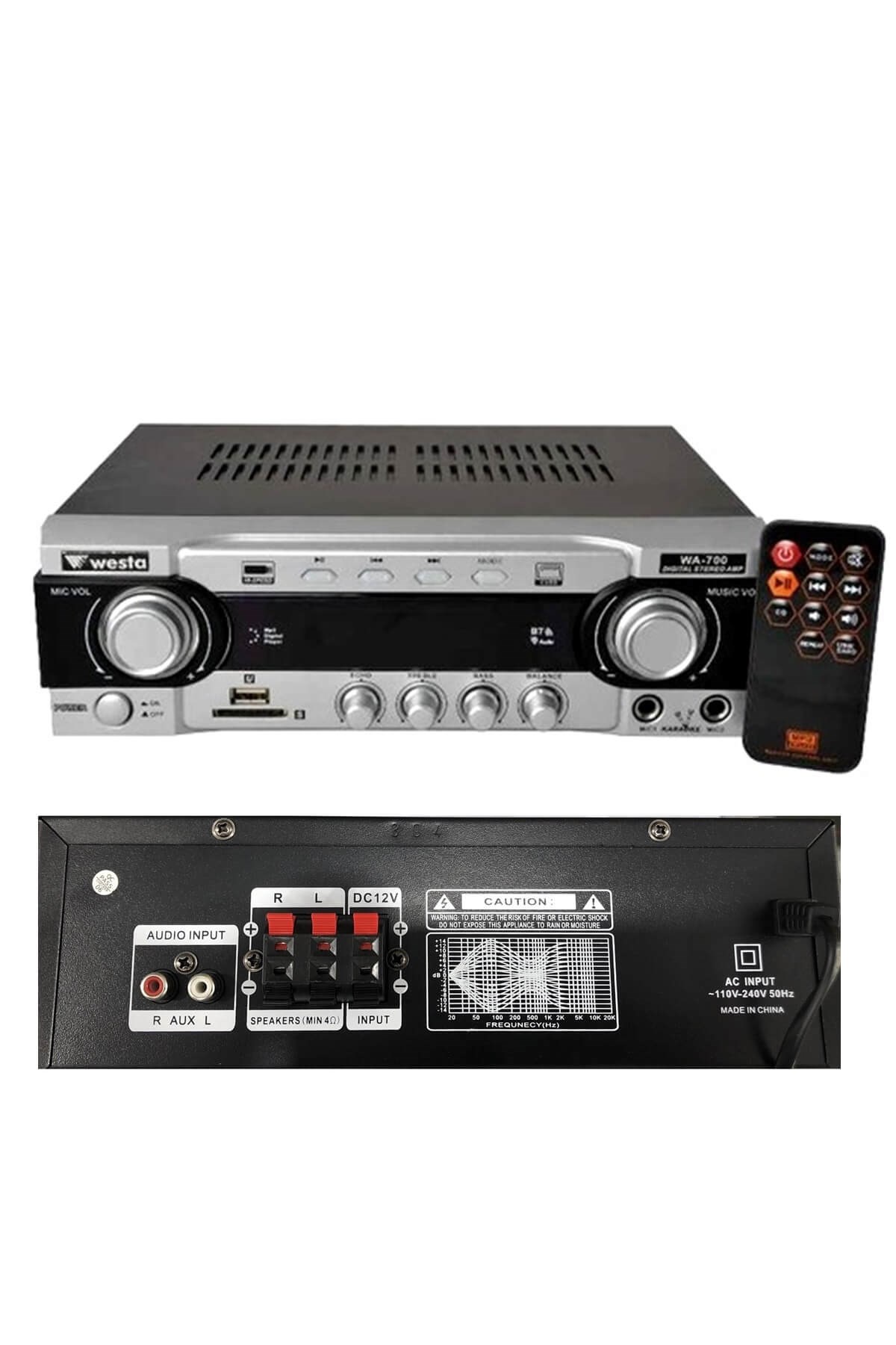Westa Wa-700 Anfi 2X50 Watt Usb Mp3 12/220V Stereo Mikser