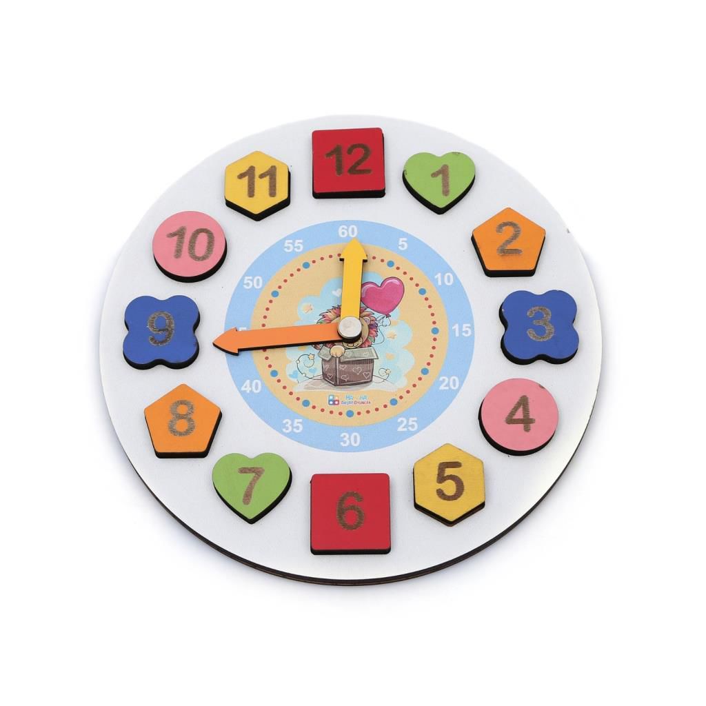 Eğitici Ahşap Geometrik Puzzle Bultak Saat Oyuncak Saat