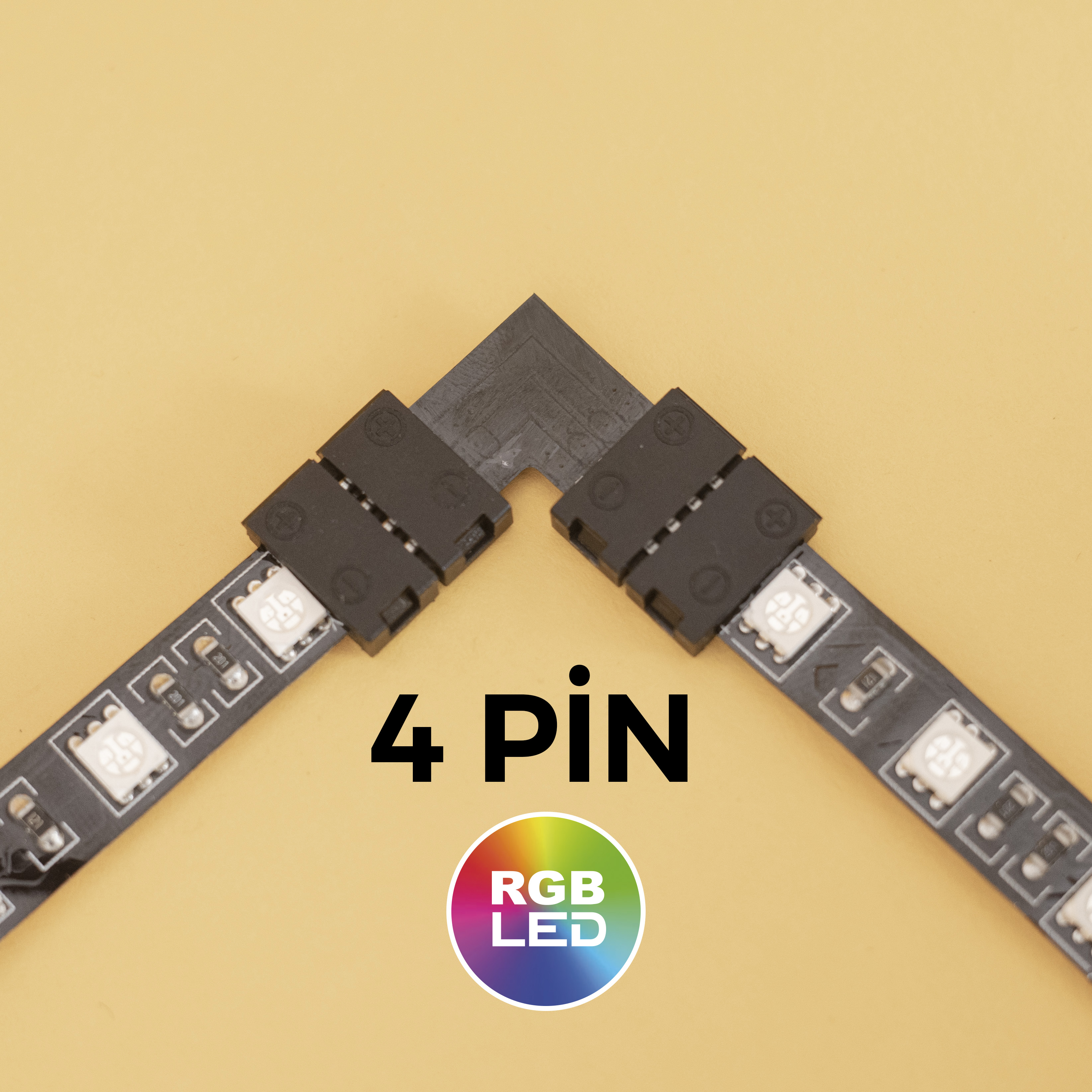 RGB Şerit Led Ekleme Konnektör Soket (Siyah) 4 Pin SeT K39