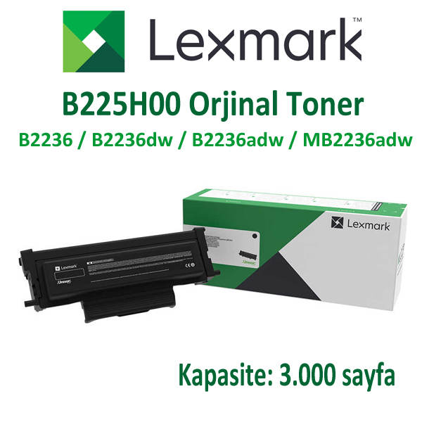 Lexmark B225H00 Orjinal Toner 3000 Syf Yü.Kap Mb2236Adw . B2236Dw