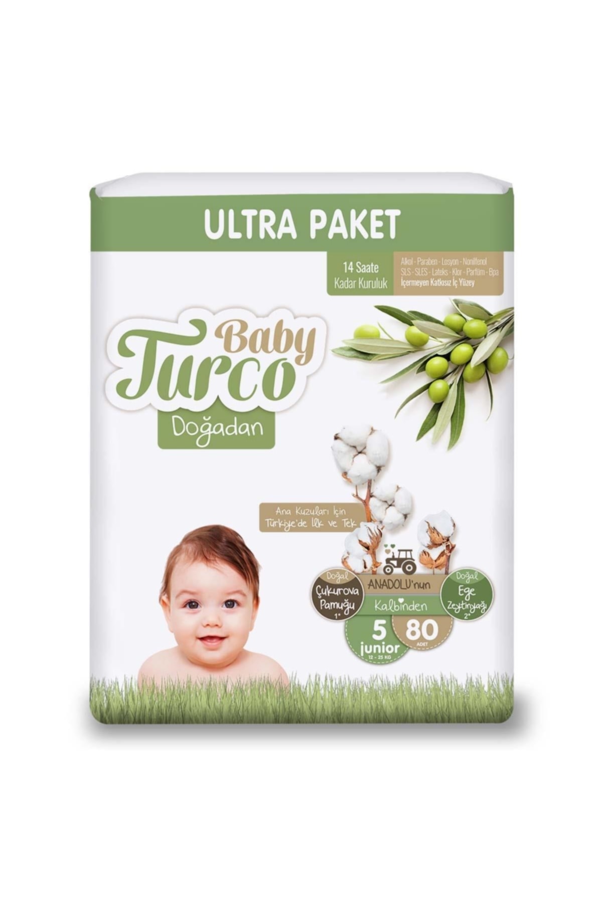 Baby Turco Doğadan Bebek Bezi 5 Numara Junior Ultra 80 Adet