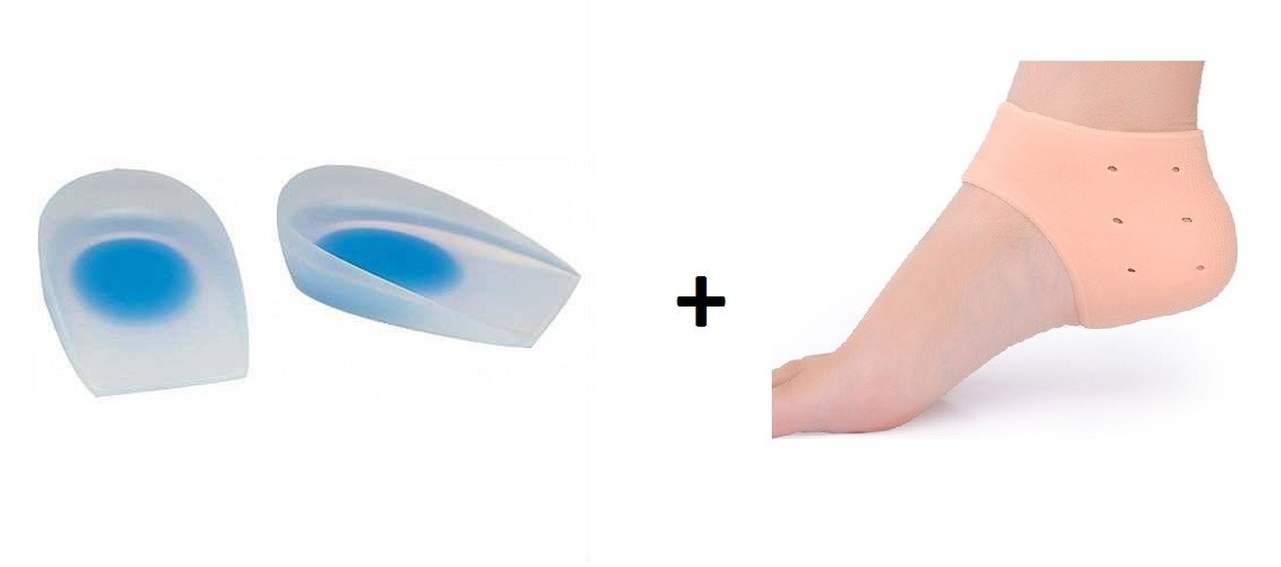 Silimo Ortopedik Jel Topukluk 1 Çift + Silikon Topuk Dikeni Çorabı 1 Çift