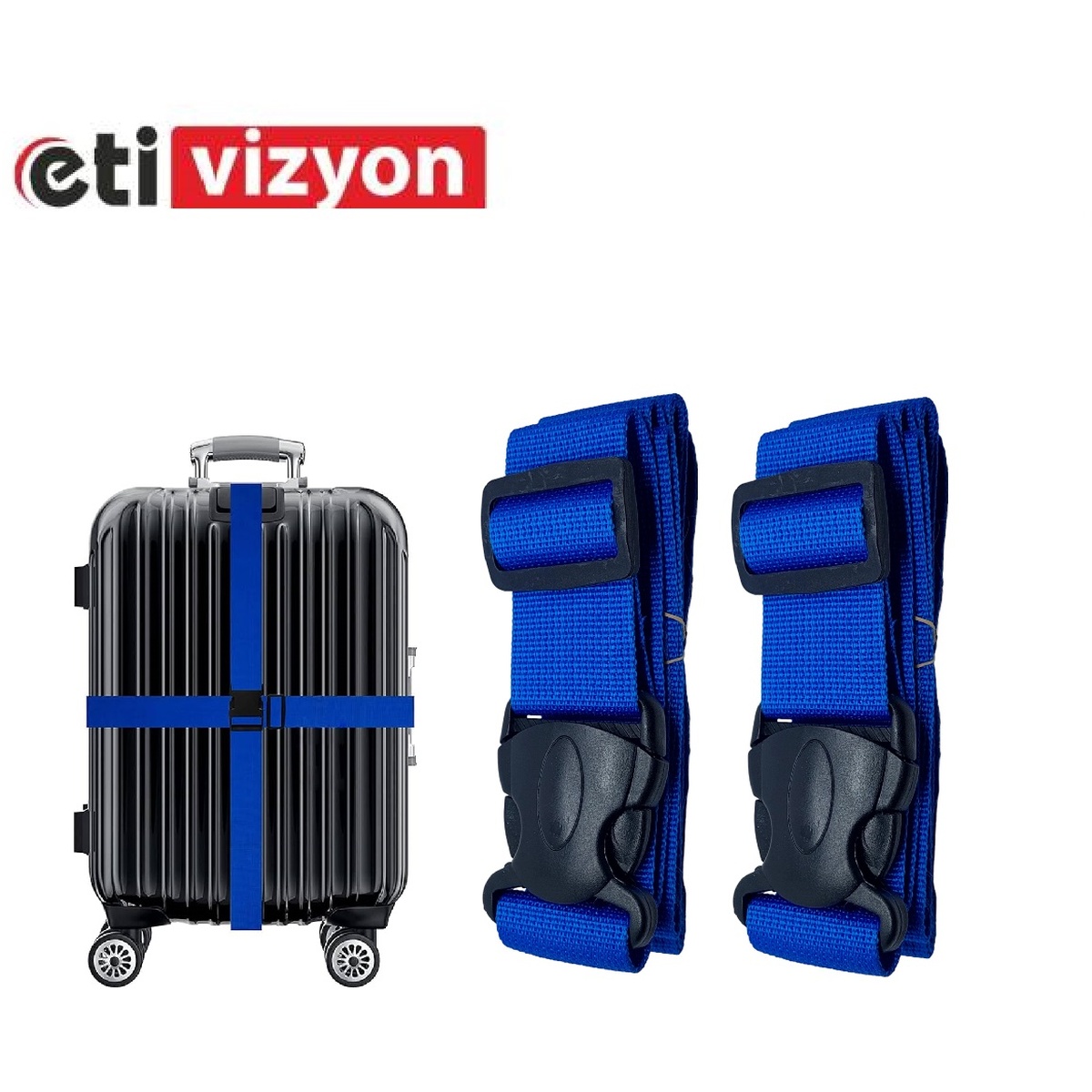Etivizyon Valiz Bavul Emniyet Kemeri 2 Adet Mavi