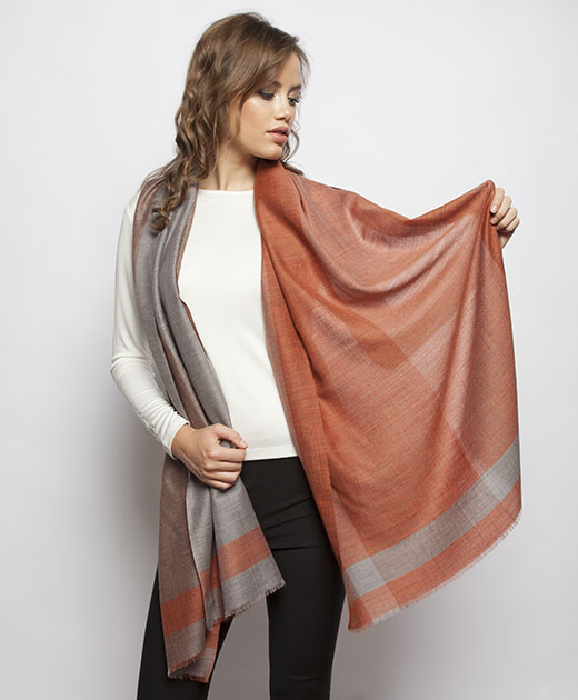 Ahu Two Colored Stripped Shawl 14WAH-016