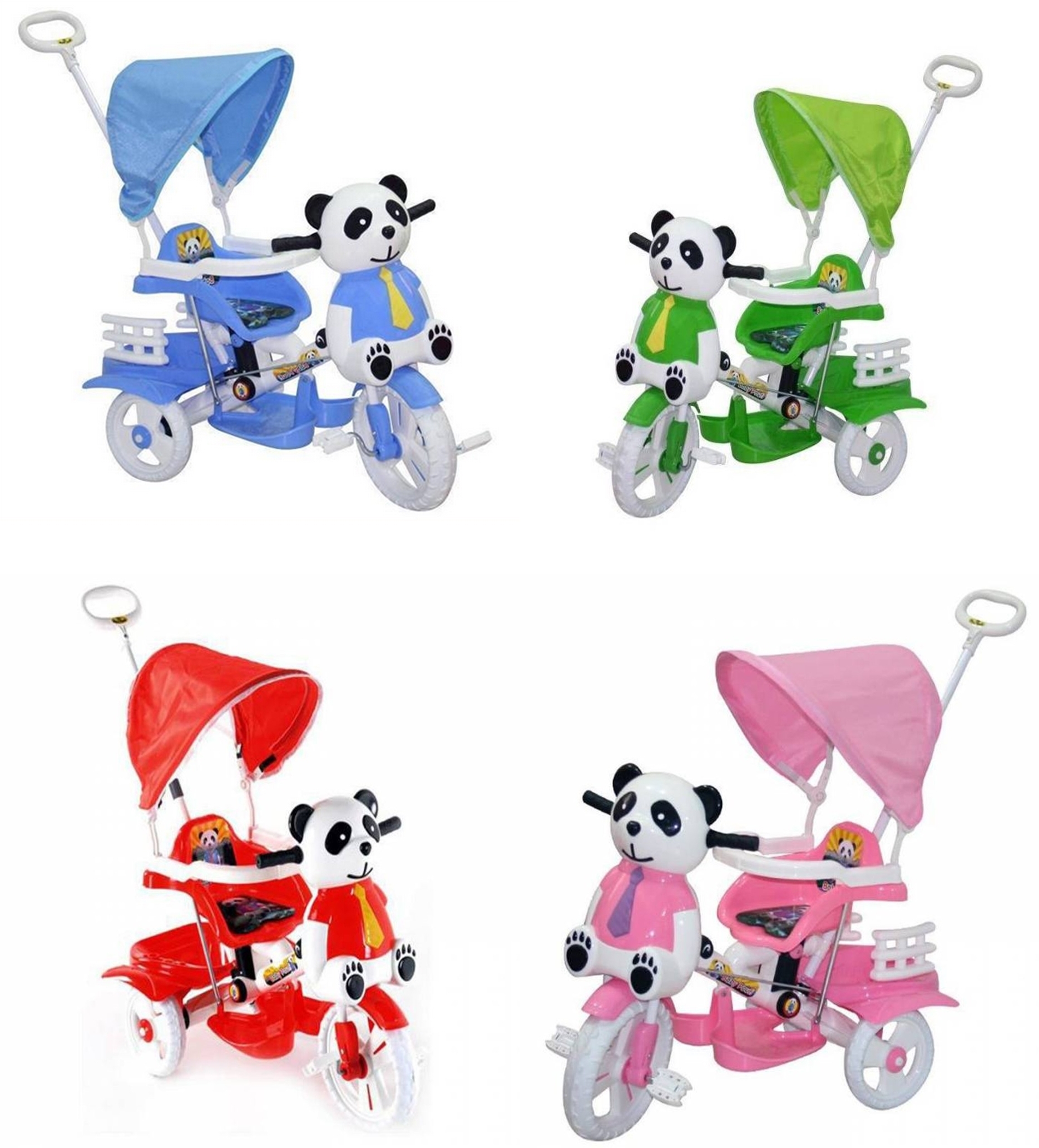 Baby Poufi Panda Çocuk 3 Teker İtmeli Müzikli Bisiklet