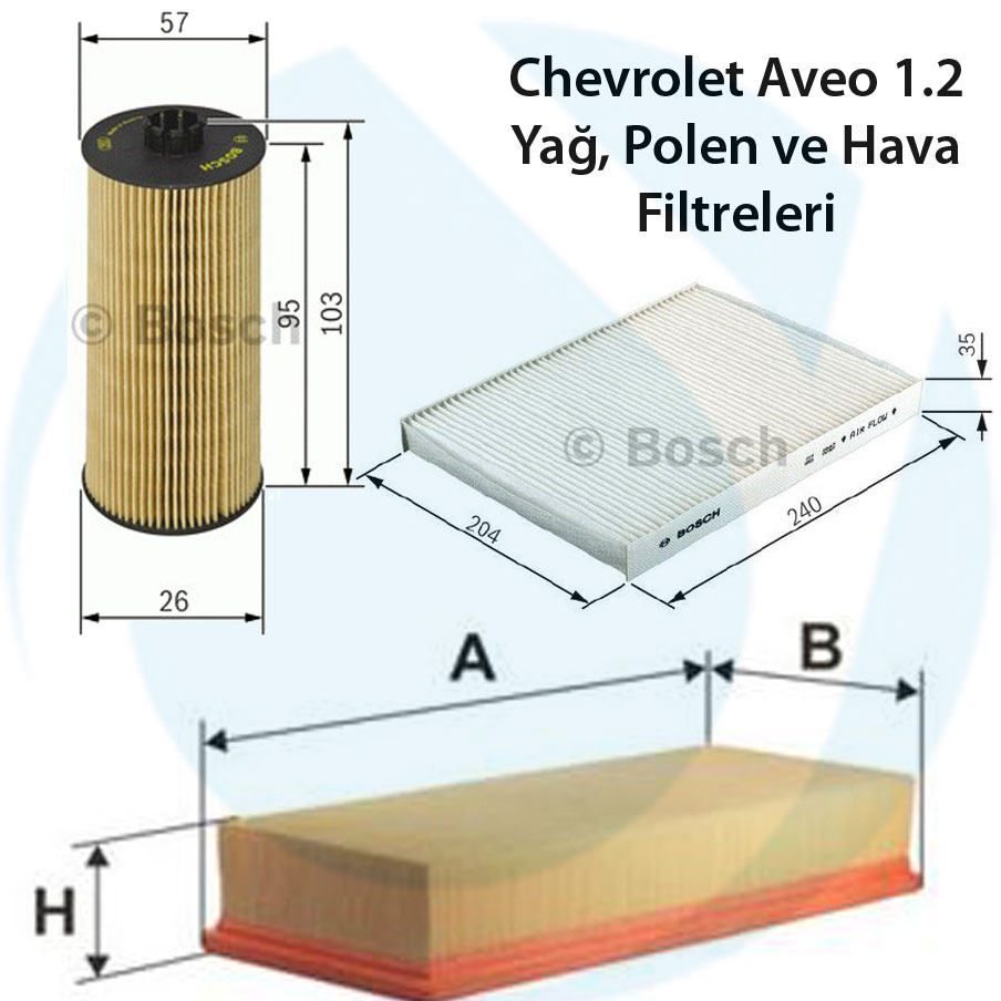 Chevrolet Aveo 1.2/1.4 2011-2014 Bosch Filtre Seti