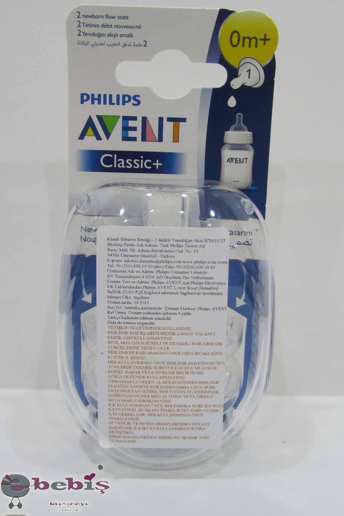 Philips Avent Biberon Emziği Classic 0m+ KUTULU YENİDOĞAN AKIŞ