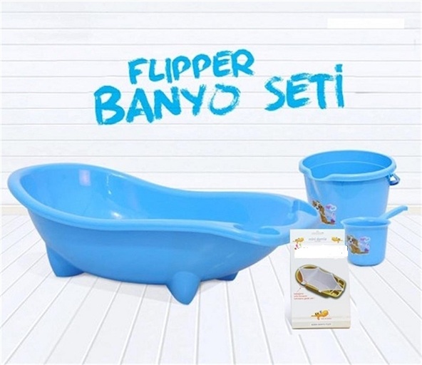 Flipper Bebek Banyo 4'lü Küvet Seti Bebek Yıkama Seti