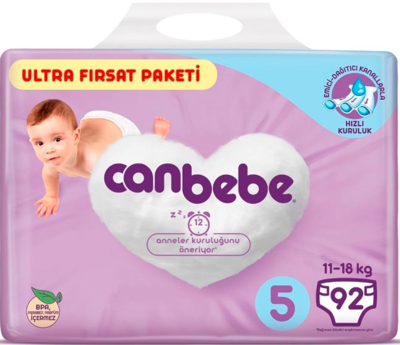 Canbebe Bebek Bezi 5 Numara Junior Ultra Fırsat Paketi 92 Adet