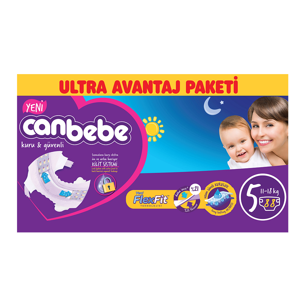 Canbebe Bebek Bezi  Ultra Avantaj Paket 5 Beden Junior 88 ADET