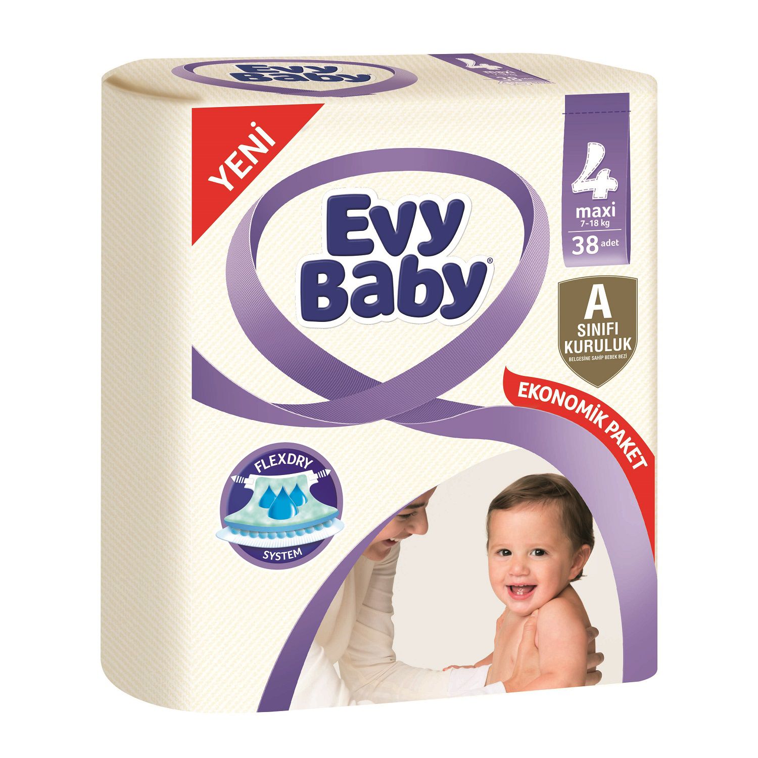Evy Baby Bebek Bezi 4 Beden Maxi Jumbo Paket 38 Adet