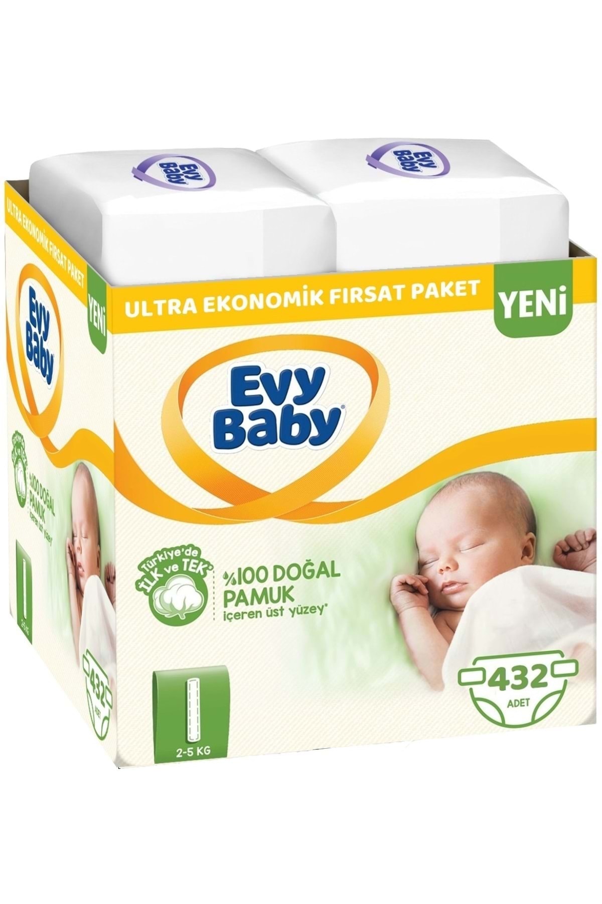 Evy Baby Yenidoğan Bebek Bezi 1 Numara Ultra Ekonomik Fırsat Paketi 432 Adet