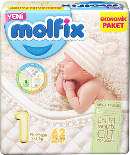 Molfix 1 Numara Yenidoğan 62'li Ekonomik Paket Bebek Bezi