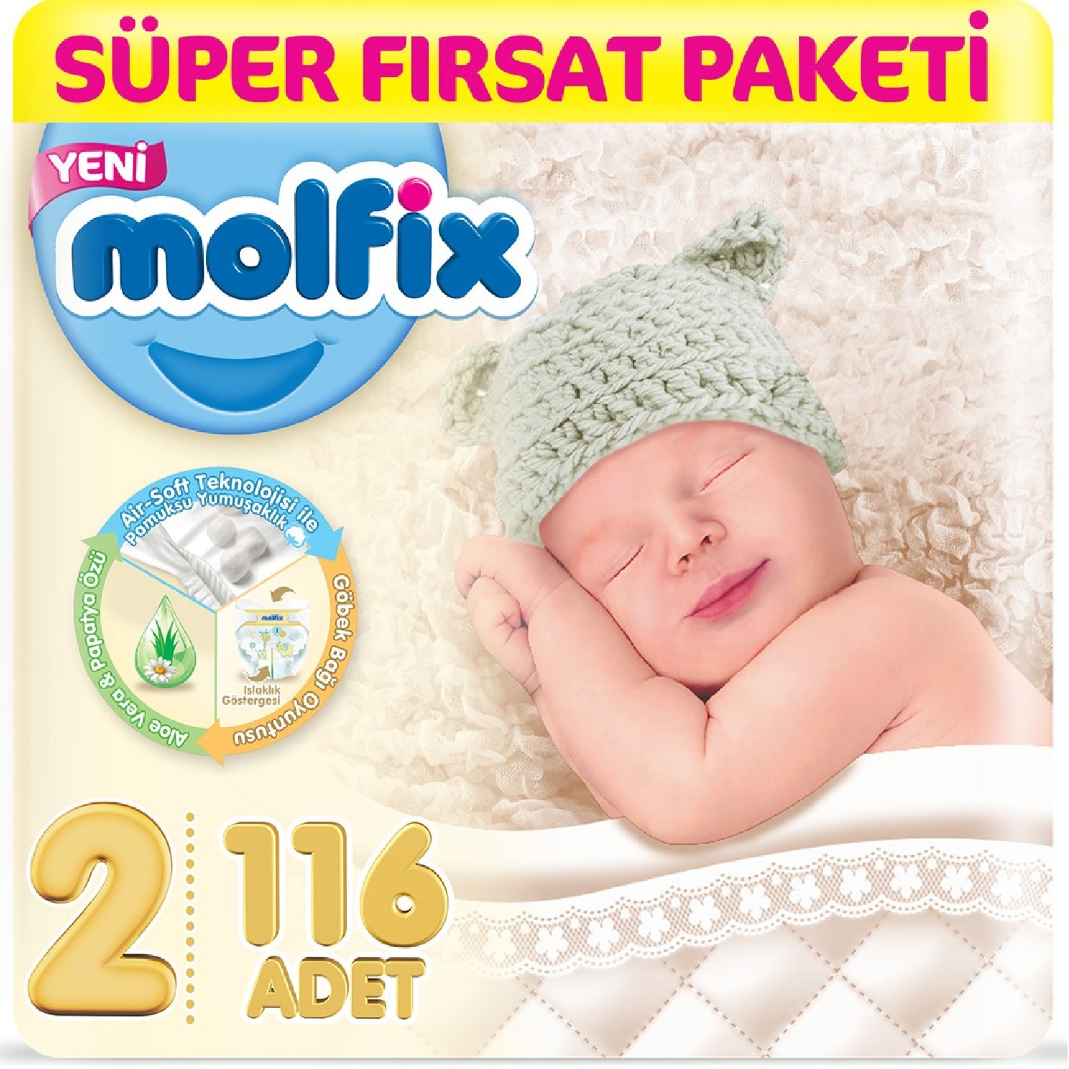 Molfix Bebek Bezi 2 Beden Mini Süper Fırsat Paketi 116 Adet