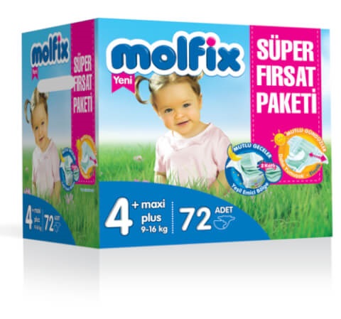 Molfix Bebek Bezi 4+ Beden Maxi Süper Fırsat Paketi 72 Adet