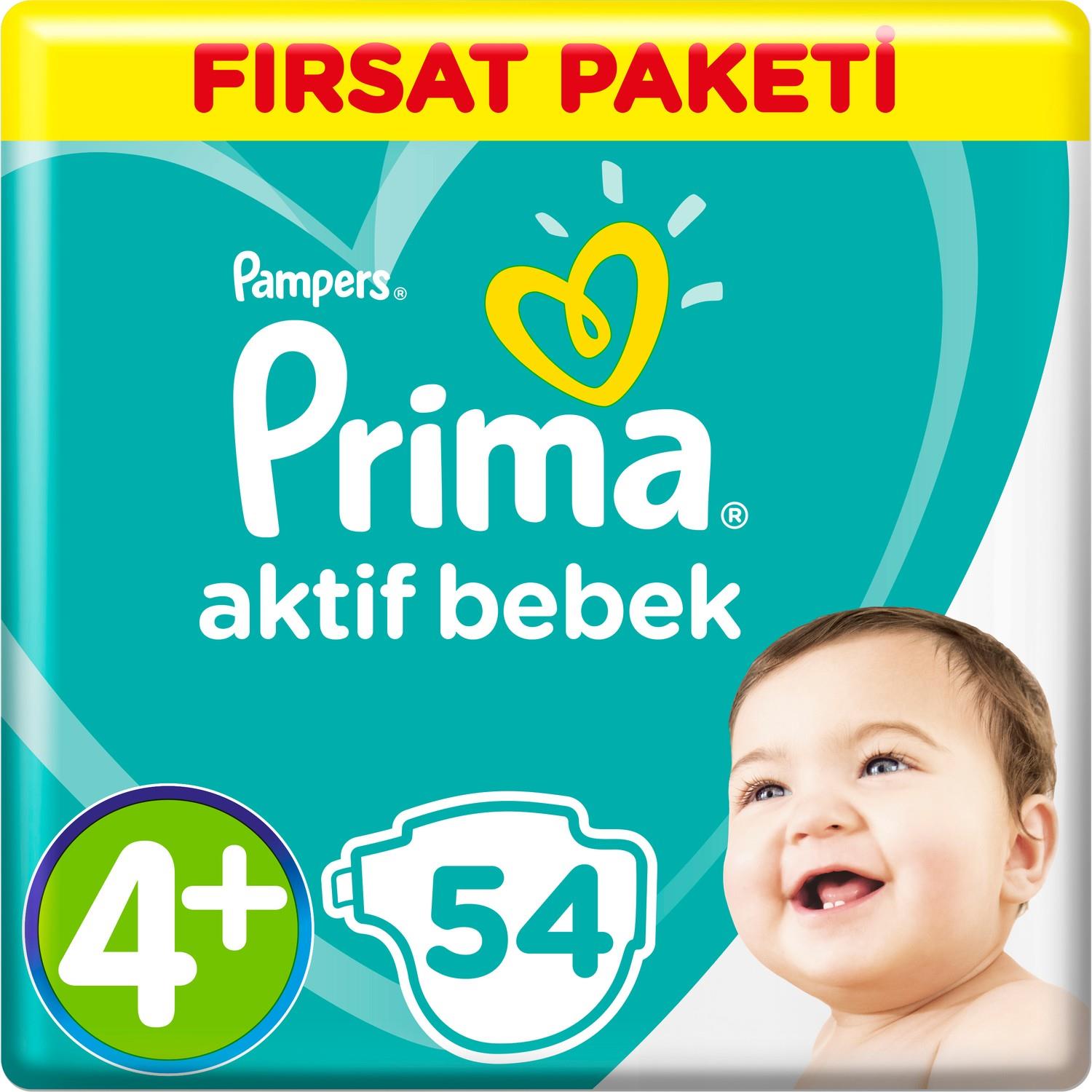 Prima Aktif Bebek Fırsat Paketi Maxi Plus 4+ Beden 54lü