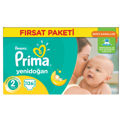 Prima Bebek Bezi Yeni Bebek 2 Beden Mini Fırsat Paketi 136 Adet