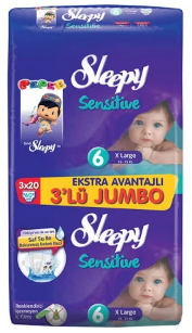 Sleepy 6 Numara 60 Adet 3 lü Jumbo Paket Bebek Bezi Avantaj Paket