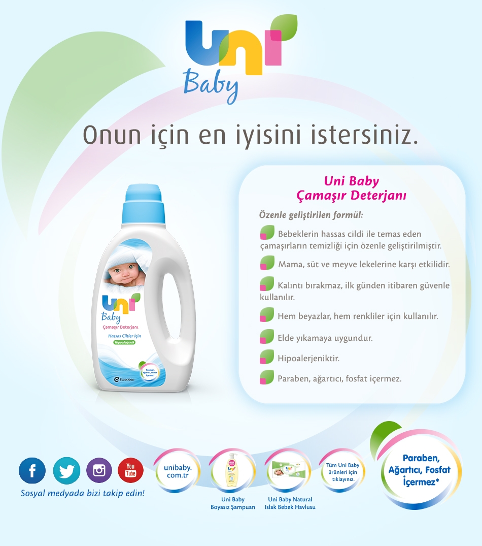 Uni Baby Bebek Çamaşır Deterjanı+Islak Havlu Hediyeli (3