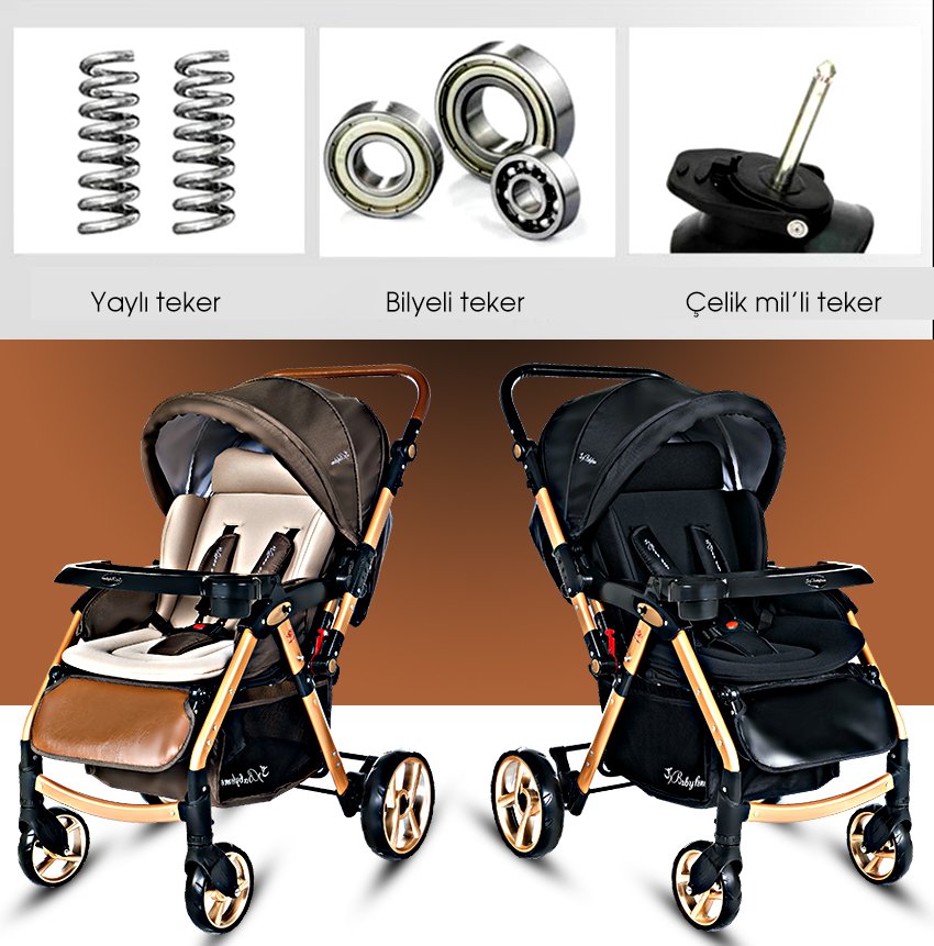 Baby Home Bh770 Gold Alüminyum Bilyeli Teker Bebek