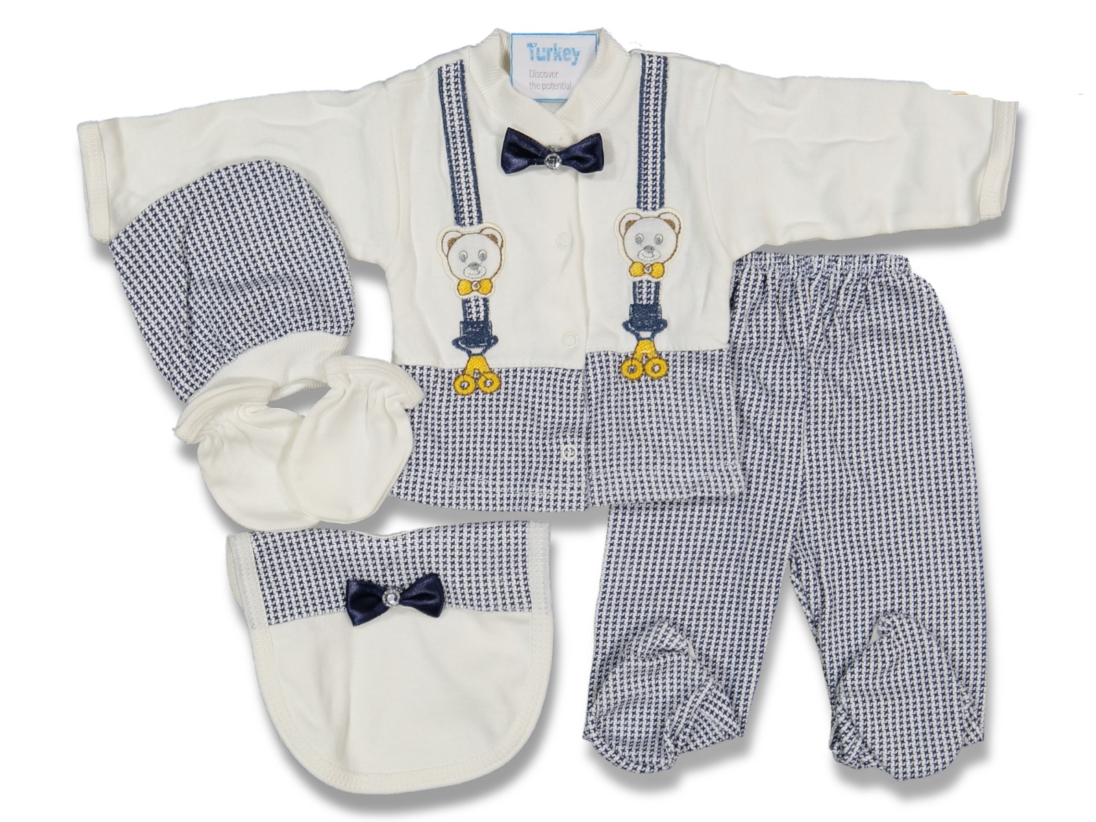 100 PAMUK 5�Lİ ERKEK BEBEK HASTANE ÇIKIŞI YENİDOĞAN ZIBIN