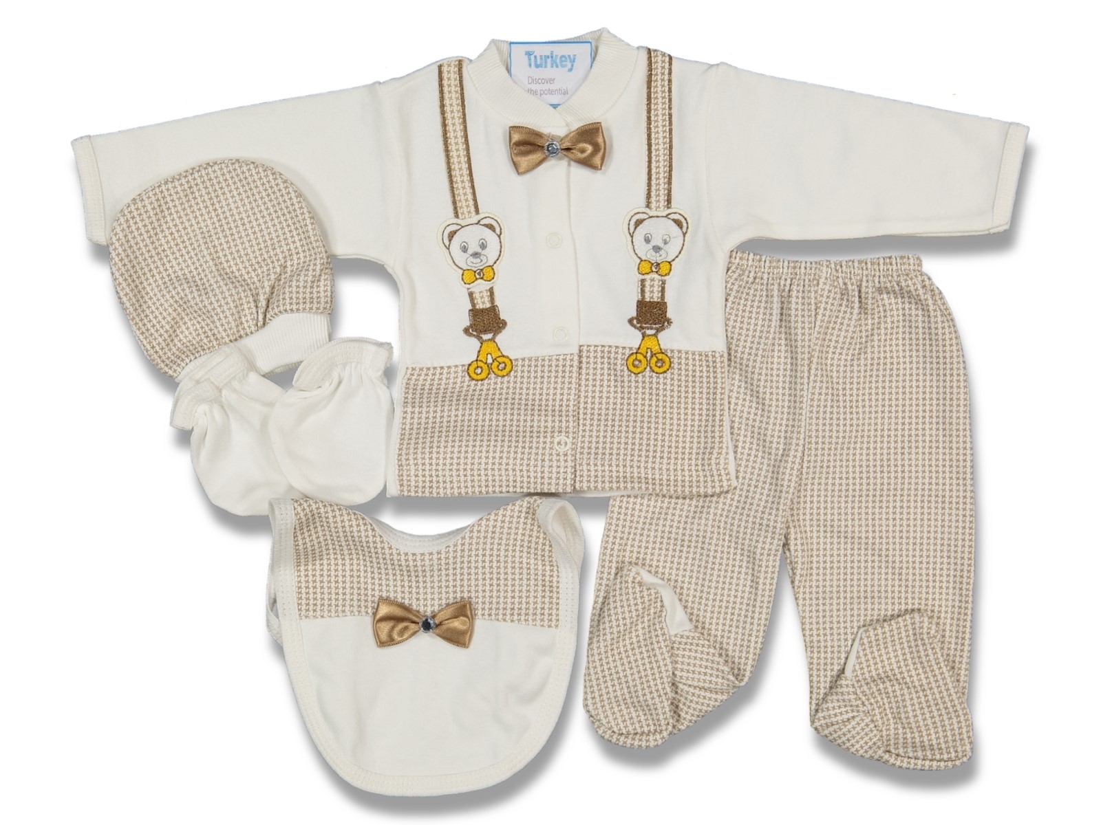 100 PAMUK 5�Lİ ERKEK BEBEK HASTANE ÇIKIŞI YENİDOĞAN ZIBIN