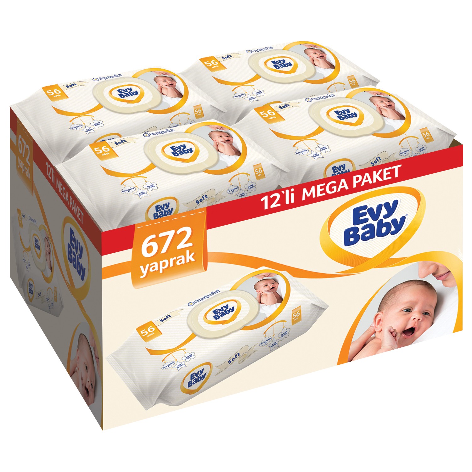 Evy Baby Soft Islak Havlu 12'li Mega Paket 672'li