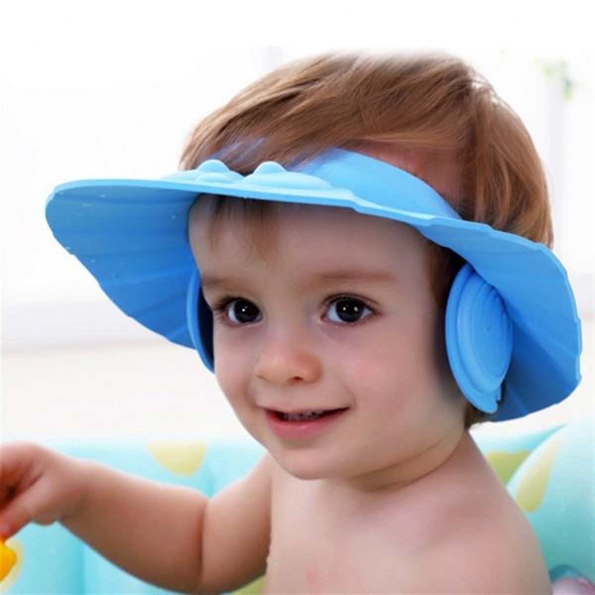 Bebek Banyo Şapkası Kulaklıklı Ayarlanabilir Duş Şapkası Asorti