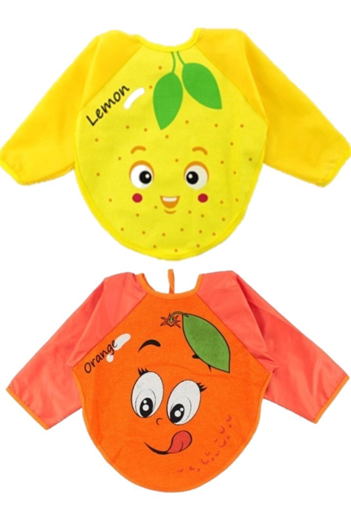 Portakal ve Limon Motif Giyilebilir Kollu Mama Önlüğü