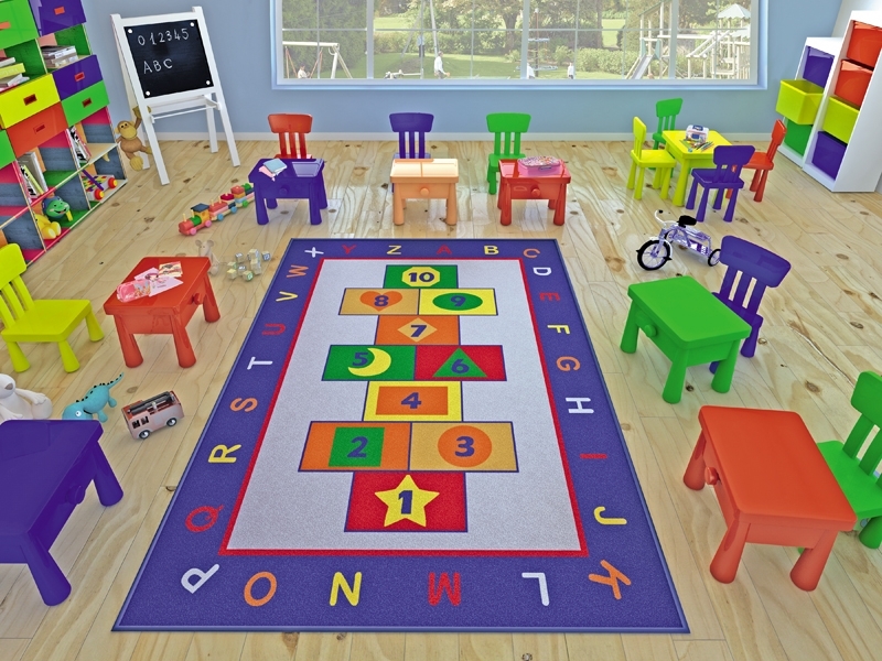 Confetti Game Çocuk Odası Anaokulu Kaymaz Seksek Oyun Halısı