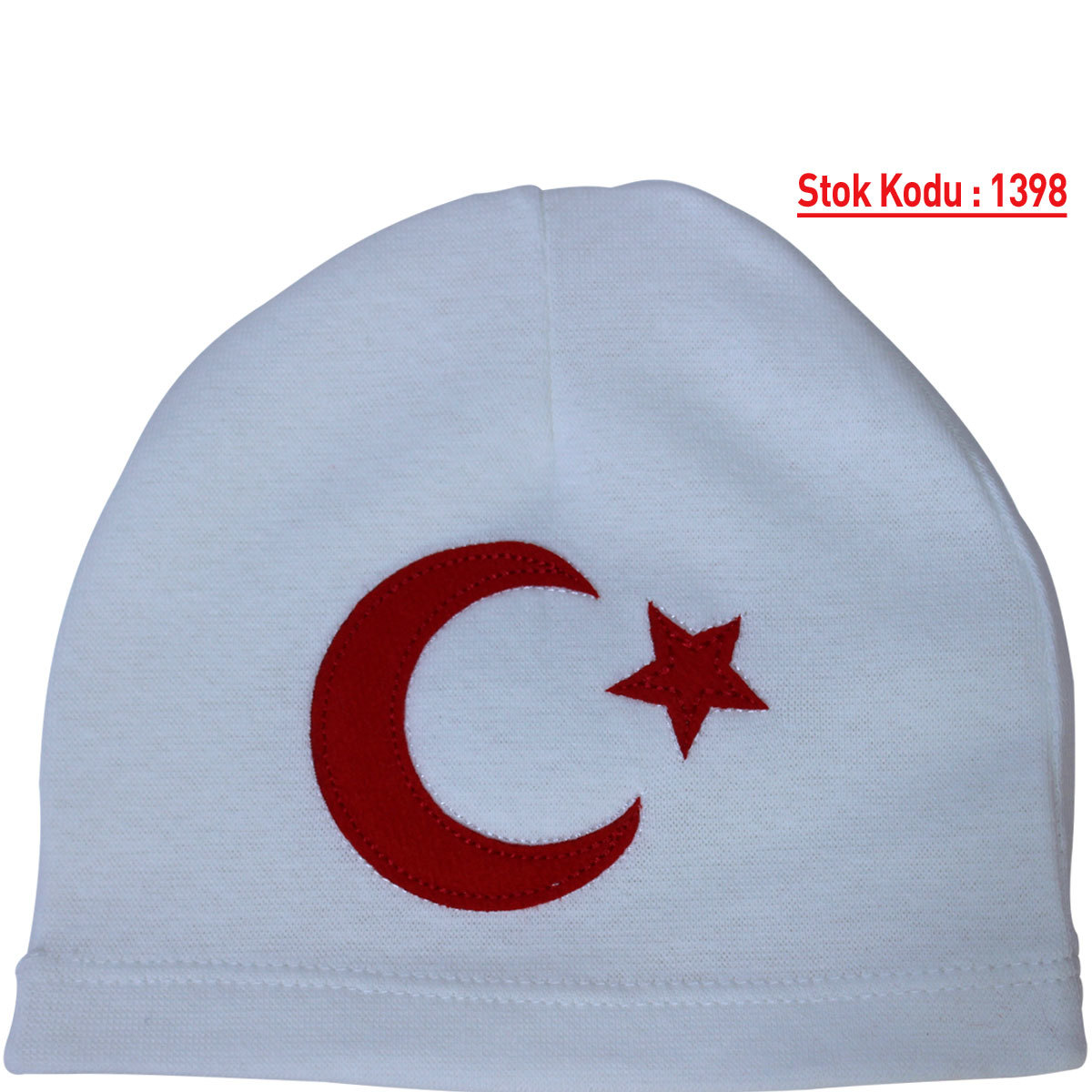 Türk Bayrağı Motifli Albimama Bebek Şapka Beyaz
