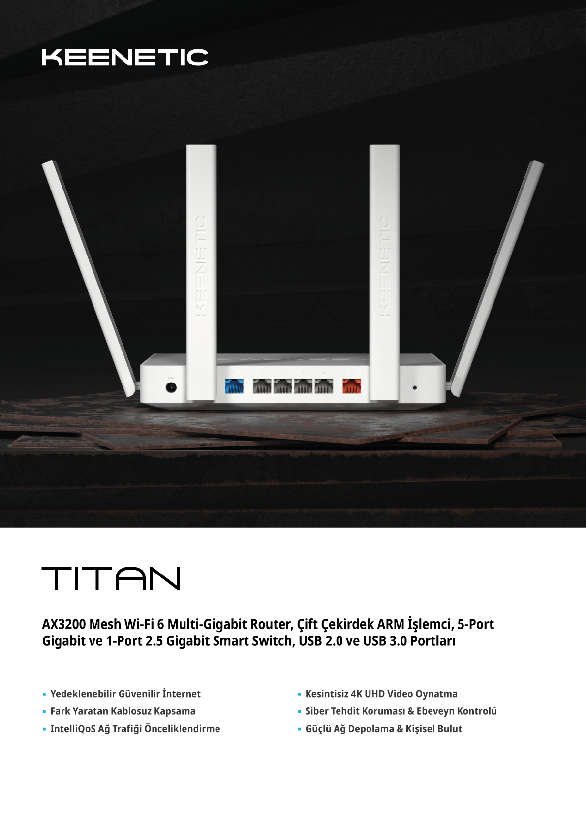 Keenetic KN-1811-01-EU-UK Titan AX3200 2.5 Ghz USB 3 Mesh Router ...