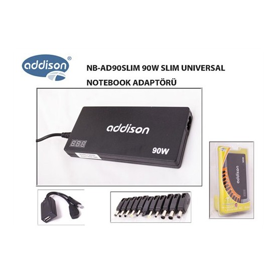 Addison NB-AD90SLIM 90W Notebook Universal Slim Adaptör