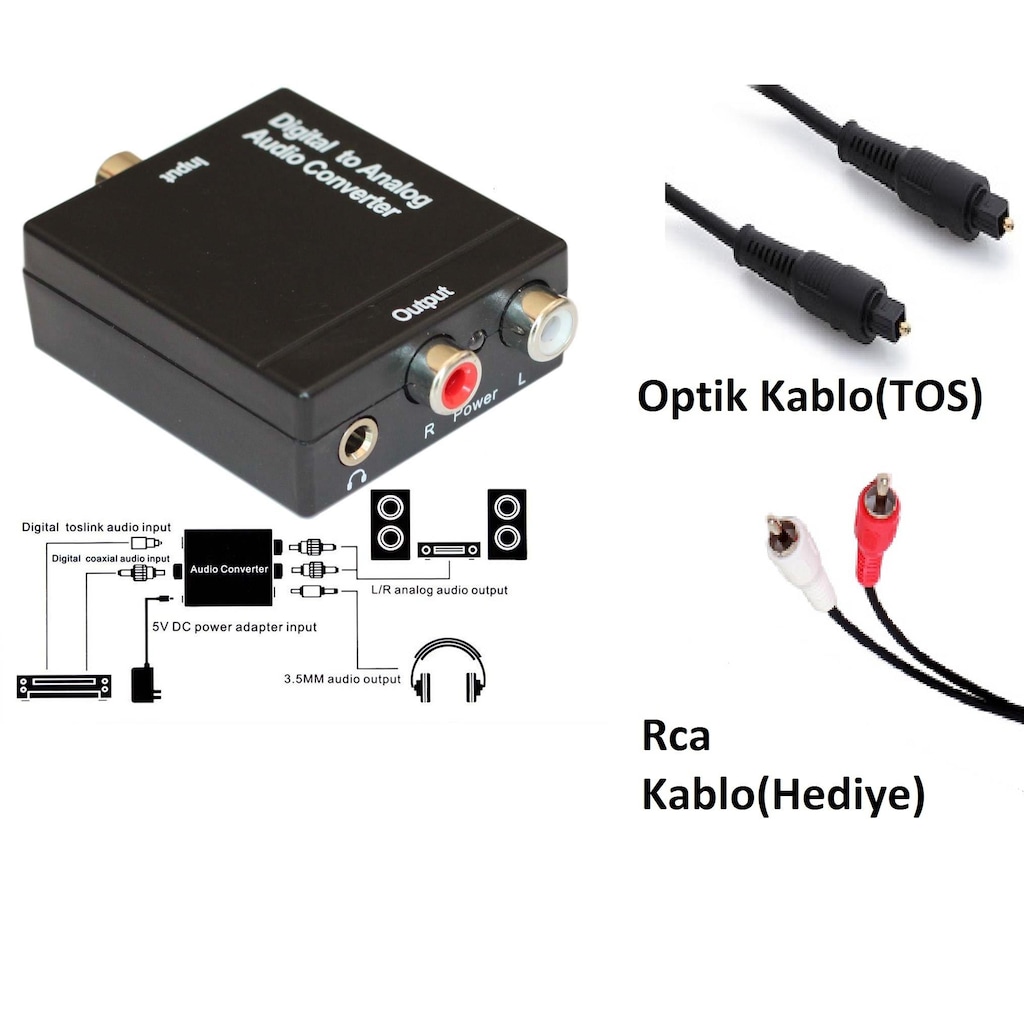 Dijital Optik To Analog Çevirici - Optik Kablo - Rca Kablo (381355091)