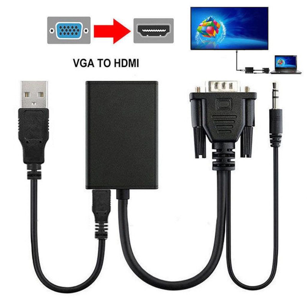 Vga To Hdmi Kablo Dönüştürücü Görüntü Ve Ses Çevirici