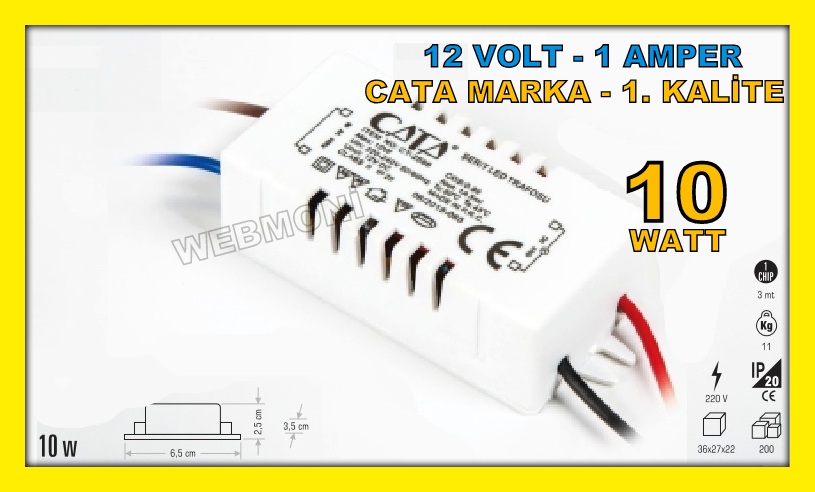 Cata CT-2566 1 Amper Şerit Led Trafo Adaptör 12 volt 1 Amper Adap
