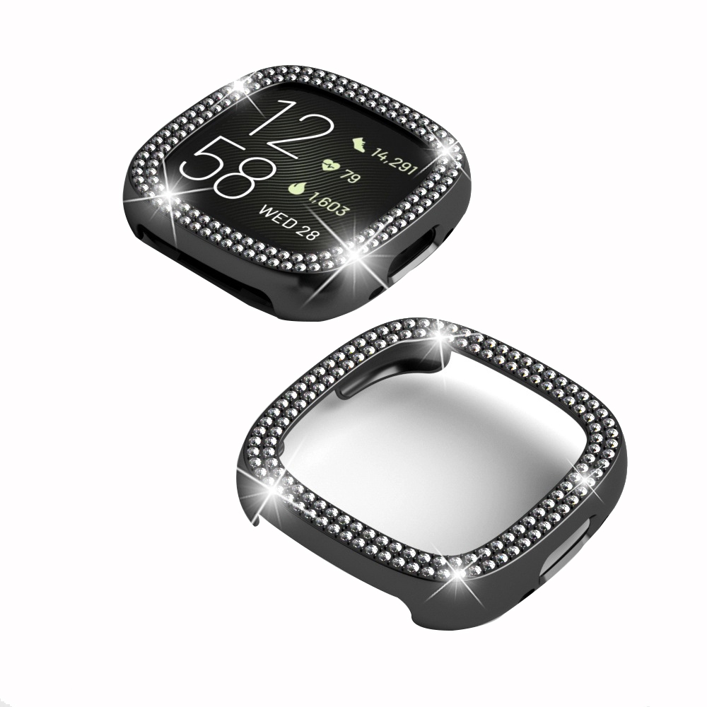 Funda Con Vidrio Templado Para Versa 4/Sense 2 - 2 Piezas, Transparente Y Plata, Protección Completa