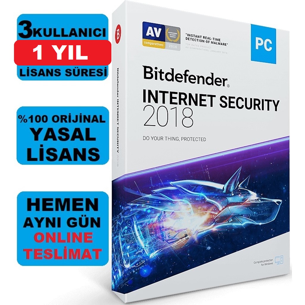 Bitdefender Internet Security 2018 3 PC 1 YIL ORİJİNAL